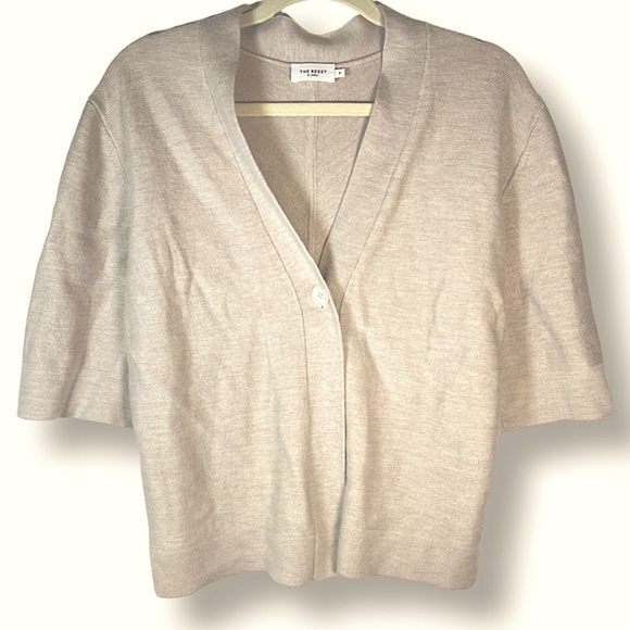The Reset The Label Kimono Cardi Cardigan Small Tan 100% Fine Merino Wool - Picture 3 of 15